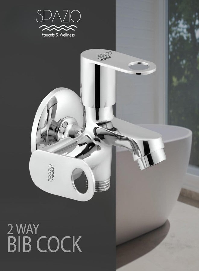 SPAZIO صنبور سبازيو أورناميكس ثنائي الاتجاه من النحاس | صنبور 2 في 1 (مجموعة من قطعة واحدة) ومجموعة صنبور ستار هيلث (أنبوب من الفولاذ المقاوم للصدأ بطول 1.5 متر) للحمام، مطلي بالكروم، فضي اللون، صمام مزدوج الكوع (نوع التثبيت على الحائط) - Image 5